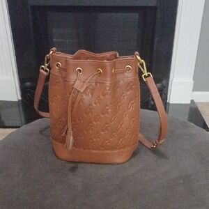 Ladies Brown Crossbody Bucket Handbag